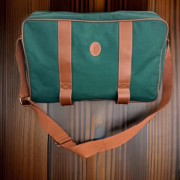 Vintage Polo Ralph Lauren carry-on travel bag shoulder adjustable strap green